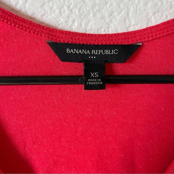 Banana Republic Red Business Casual, Long Sleeve Wrap V Neck Blouse, Top, - Picture 3 of 4